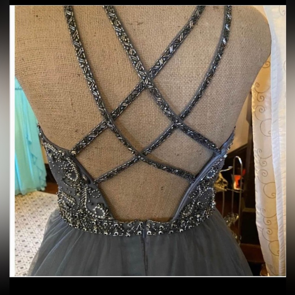Camille La Vie Size 14 Ballgown Blue Prom Dress